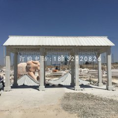 仿古長廊石雕，公園石走廊