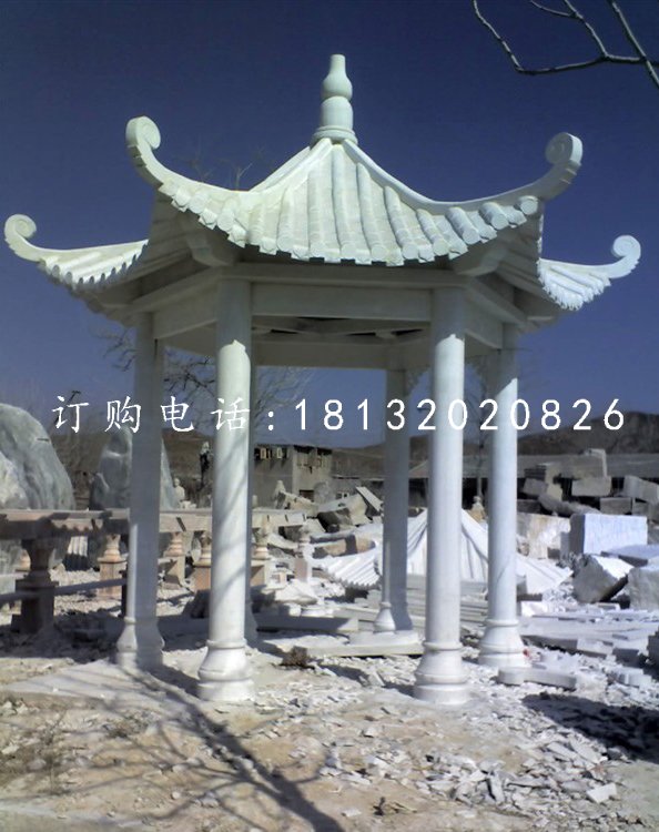 六角亭子，公園景觀石雕