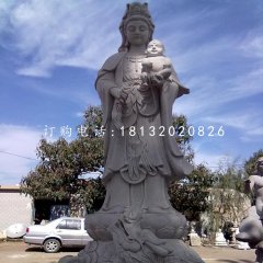 立式觀音石雕，送子觀音石雕