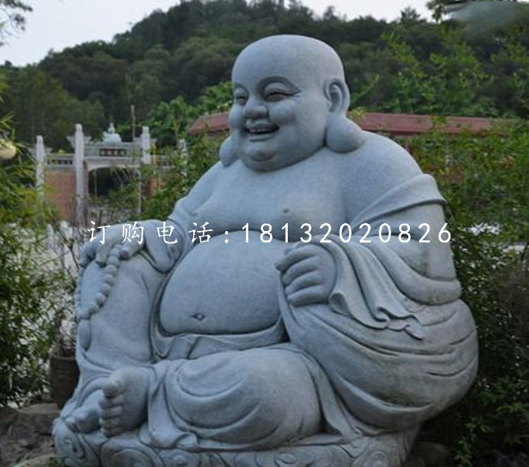 笑面佛石雕，青石彌勒佛