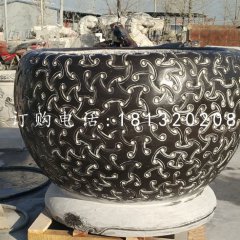 圓形水缸石雕，青石水缸