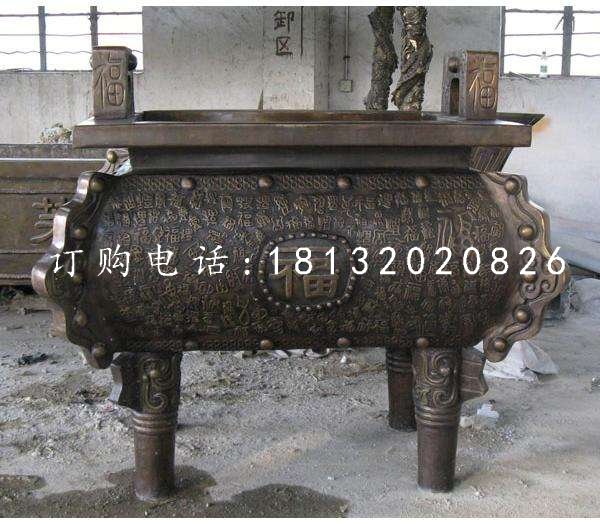 四足鼎銅雕，黃銅鼎雕塑
