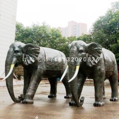 大象雕塑，玻璃鋼仿銅動(dòng)物雕塑