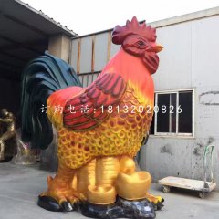 彩繪大公雞，玻璃鋼招財(cái)公雞