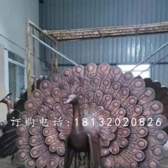 孔雀開(kāi)屏銅雕，公園動(dòng)物銅雕