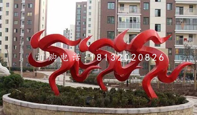 跑步雕塑，不銹鋼抽象人物