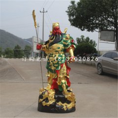 玻璃鋼彩繪關(guān)公，拿刀關(guān)公刀雕塑