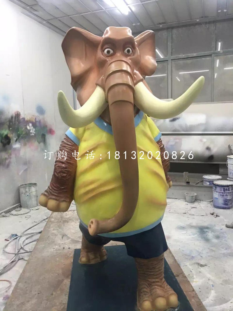 玻璃鋼大象，卡通大象雕塑