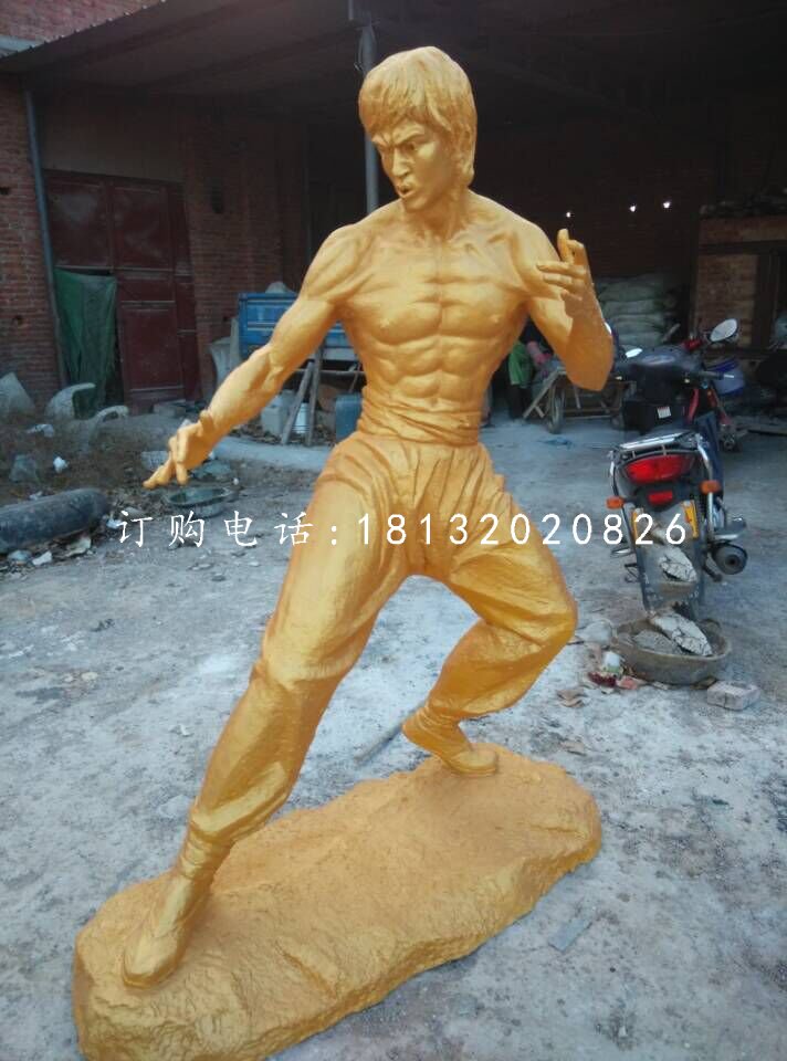 功夫明星李小龍雕塑，玻璃鋼人物