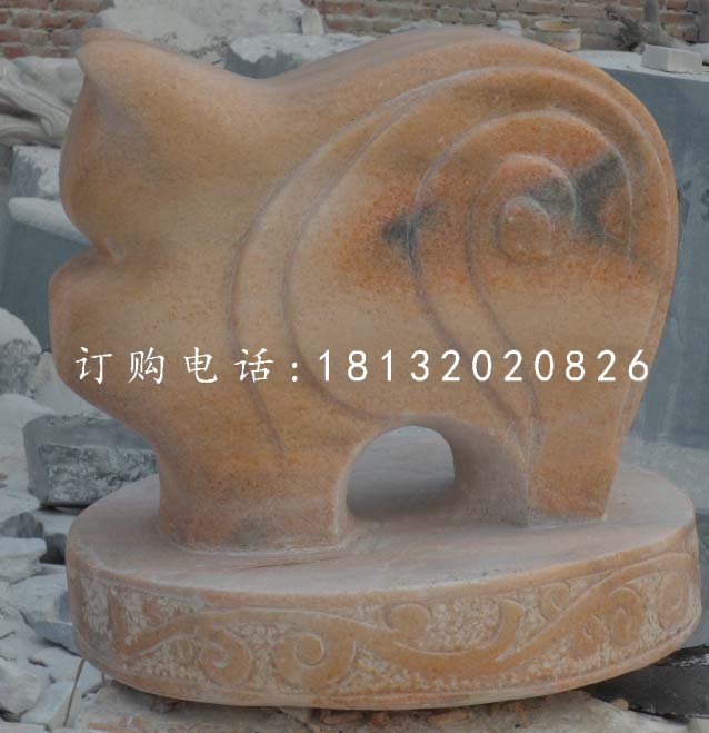 十二生肖石雕，晚霞紅抽象動(dòng)物 (3)