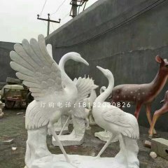 仙鶴石雕，公園大理石仙鶴