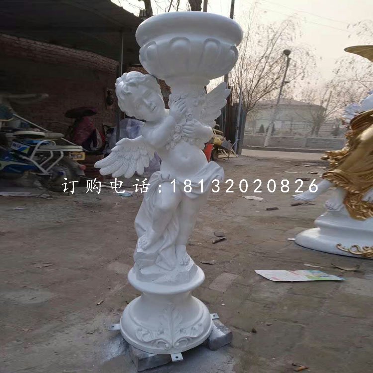 小天使花盆雕塑，玻璃景觀雕塑