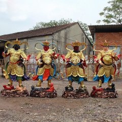 四大天王雕塑，玻璃鋼彩繪神仙