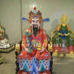 彩繪神仙雕塑，玻璃鋼財神雕塑