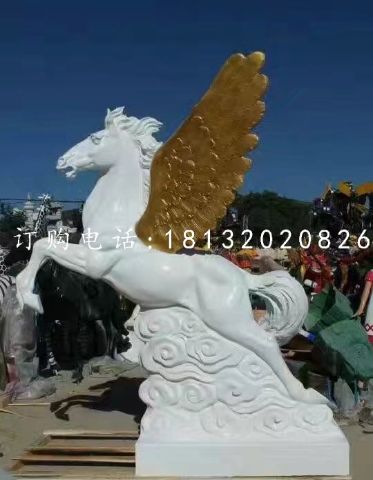 玻璃鋼白馬，飛馬雕塑