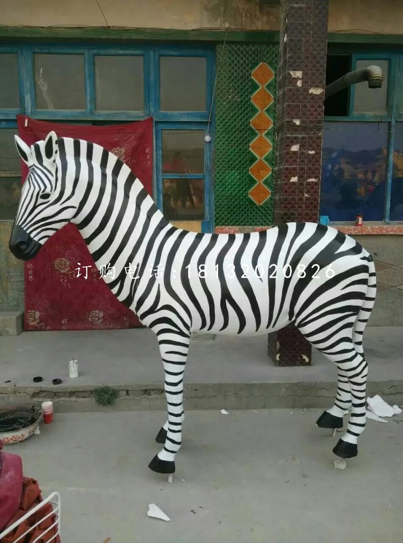 斑馬雕塑，玻璃鋼仿真動物