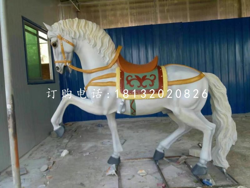 白馬坐騎雕塑，玻璃鋼動(dòng)物雕塑 (2)