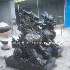 麒麟雕塑，玻璃鋼仿銅神獸