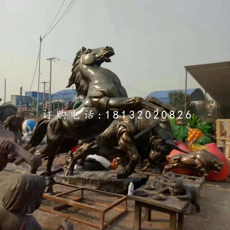 廣場仿銅馬，玻璃鋼馬雕塑 (1)