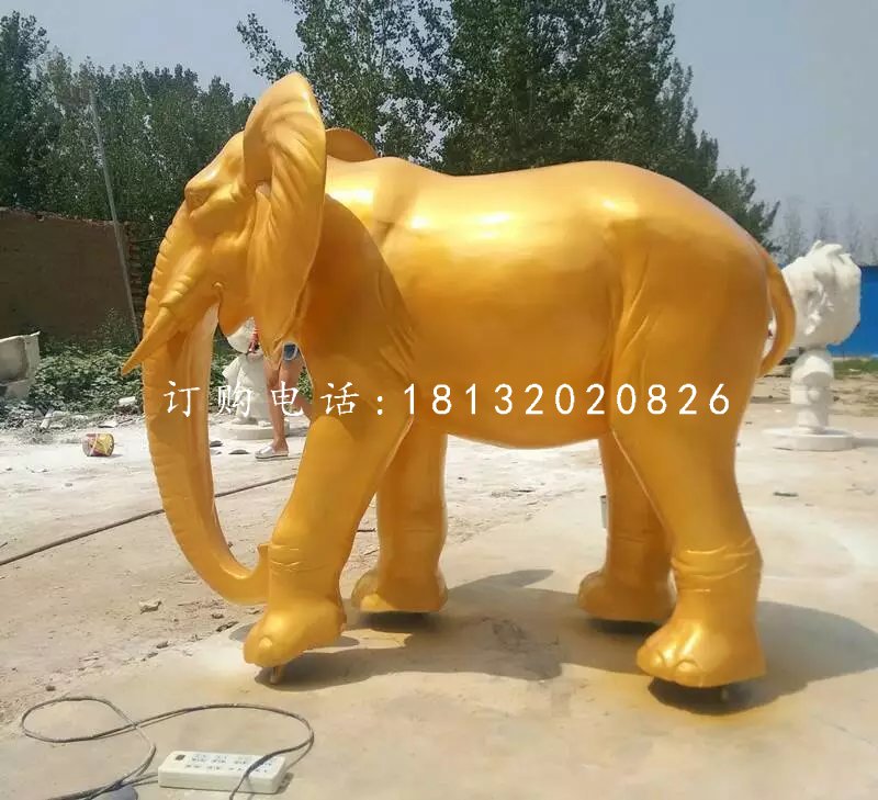 玻璃鋼噴漆小象,公園動(dòng)物雕塑 (2)