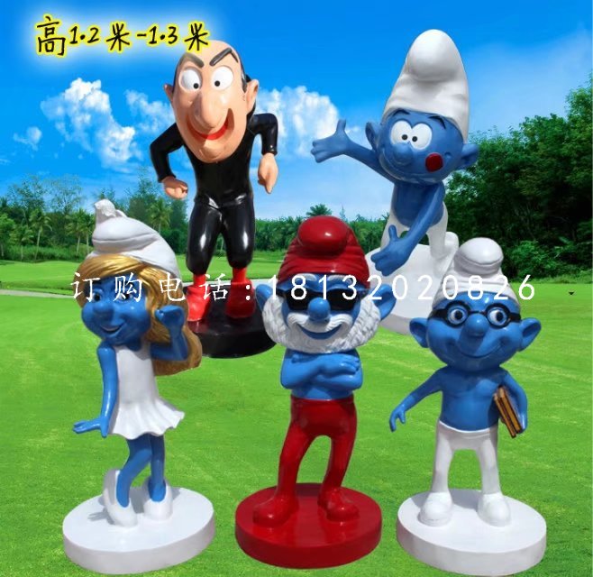 玻璃鋼藍(lán)精靈雕塑，卡通雕塑 (2)