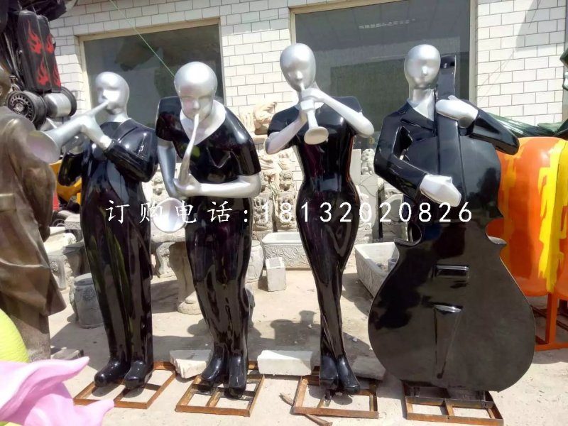 吹奏雕塑，玻璃鋼抽象人物