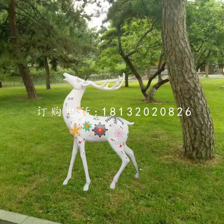 彩繪小鹿雕塑，玻璃鋼動(dòng)物擺件 (4)