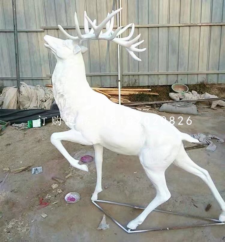 白色的鹿雕塑,玻璃鋼動物雕塑 (2)