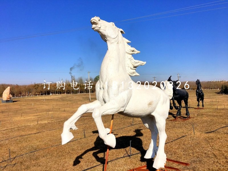 白馬雕塑，玻璃鋼動(dòng)物雕塑 (1)