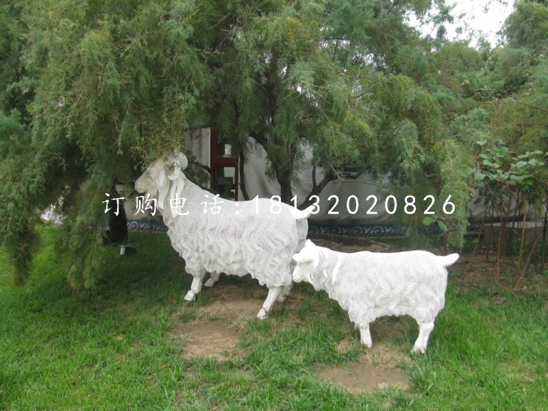 白山羊雕塑,不銹鋼動(dòng)物雕塑
