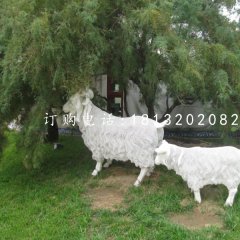 白山羊雕塑，不銹鋼動物雕塑