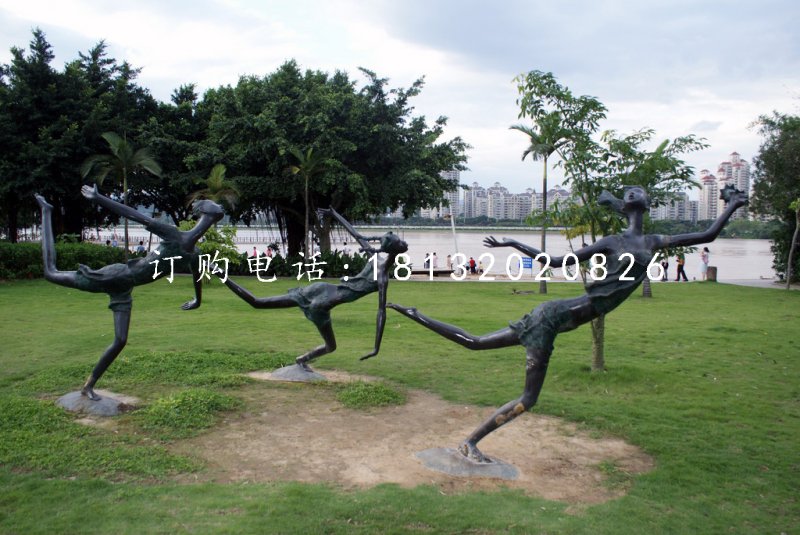 奔跑的小女孩銅雕，公園景觀銅雕