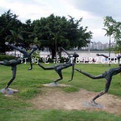 奔跑的小女孩銅雕，公園景觀銅雕