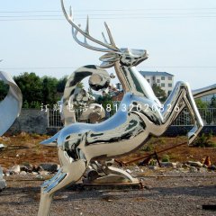 不銹鋼馴鹿雕塑，廣場(chǎng)動(dòng)物雕塑