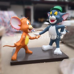 湯姆貓杰瑞鼠雕塑，卡通玻璃鋼雕塑