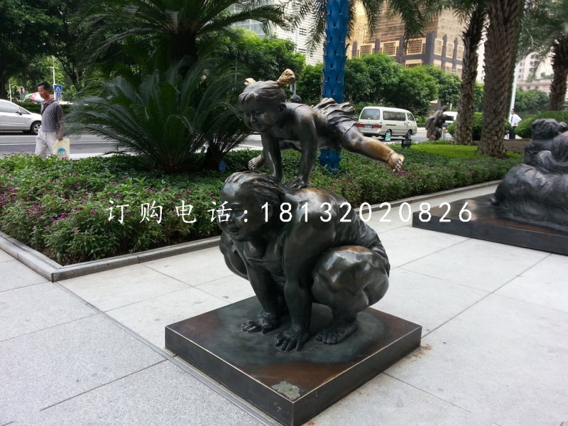 跳山羊銅雕，小區(qū)景觀銅雕