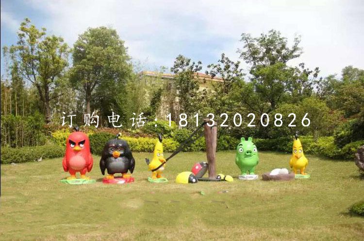 憤怒的小鳥(niǎo)雕塑，玻璃鋼卡通雕塑