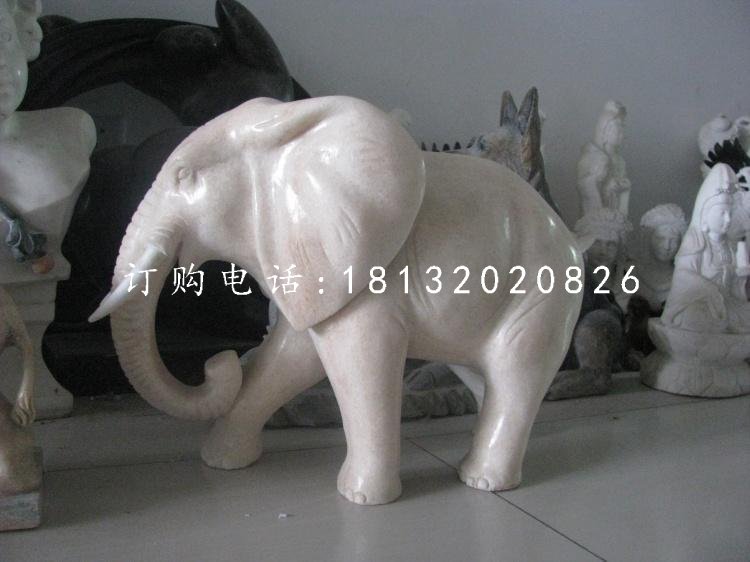 漢白玉小象，小型象雕塑