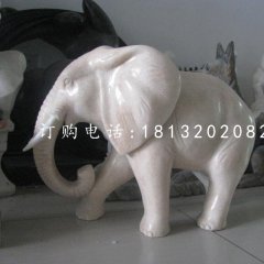漢白玉小象，小型象雕塑