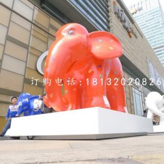 卡通小象雕塑，玻璃鋼商場擺件