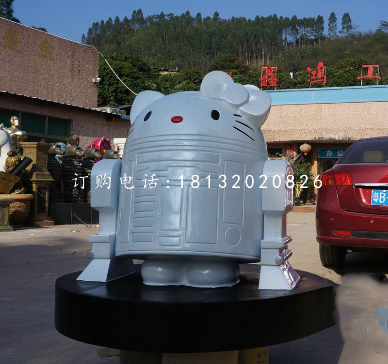 玻璃鋼機(jī)器凱蒂貓雕塑，卡通雕塑 