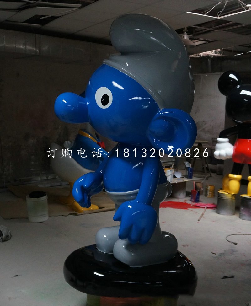 玻璃鋼藍(lán)精靈雕塑，卡通雕塑 (2)