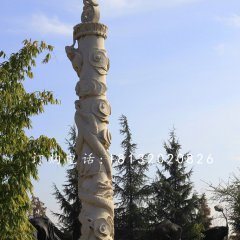 盤龍柱雕塑，石雕柱子