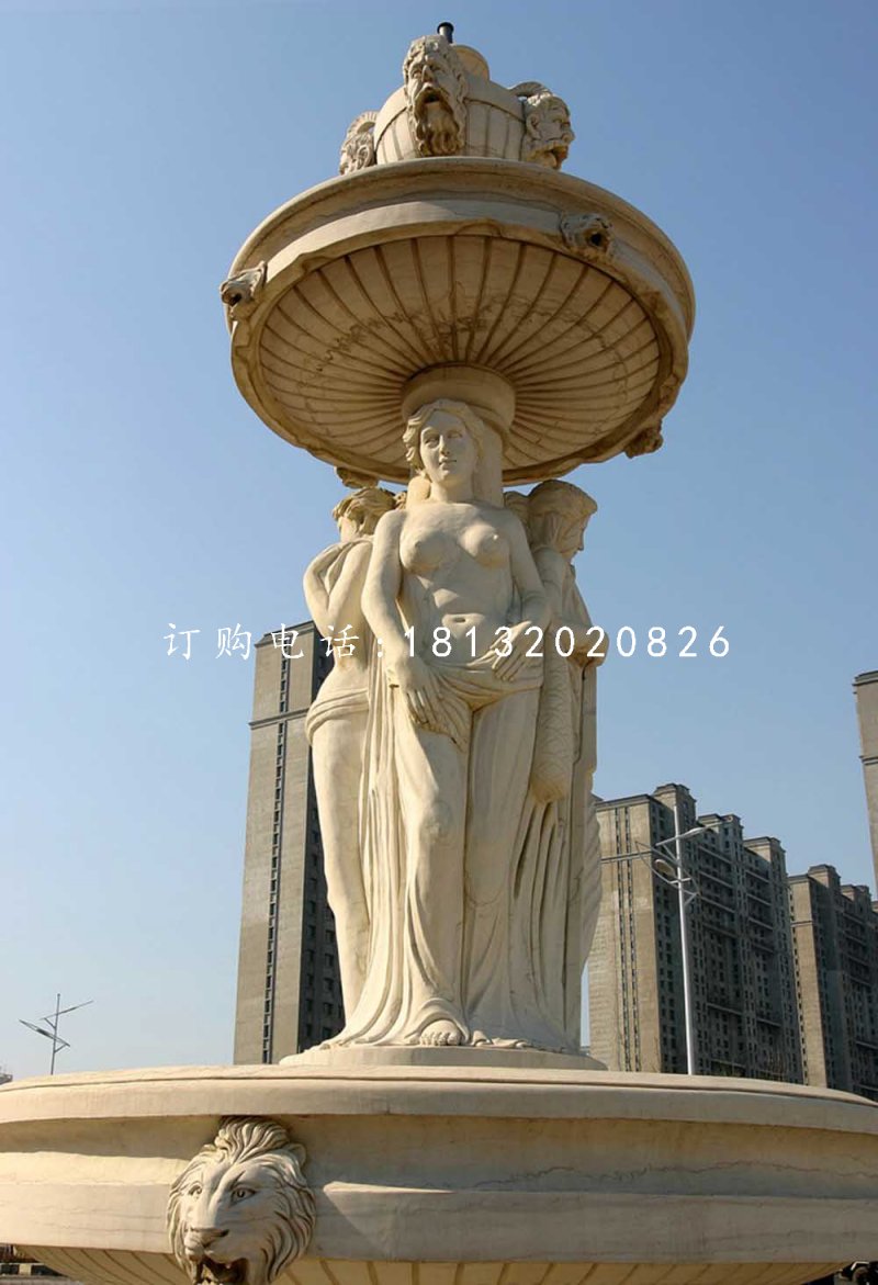 西方人物石噴泉，廣場(chǎng)景觀石雕