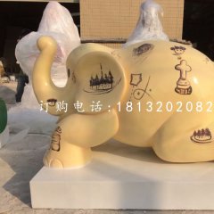小象雕塑，玻璃鋼彩繪