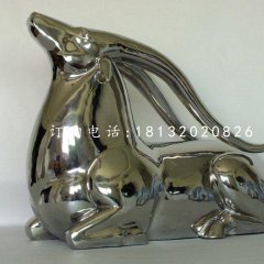 臥著的羚羊雕塑，不銹鋼動物雕塑