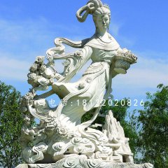 天女散花石雕，公園仙女雕塑