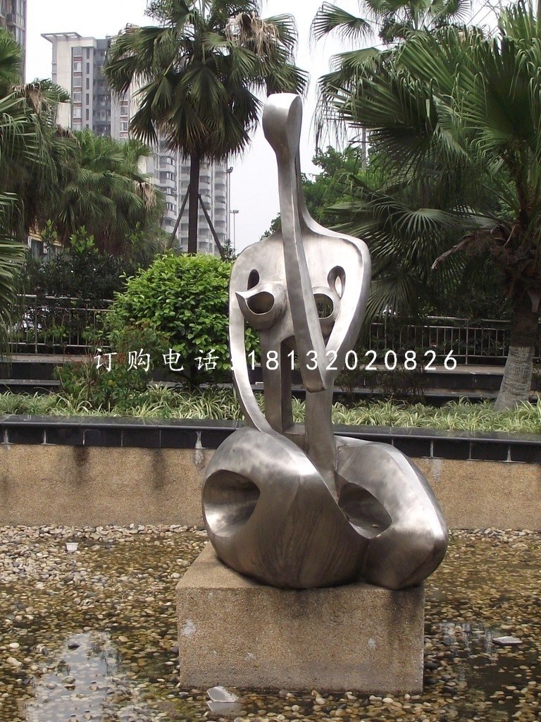 抽象女人雕塑，不銹鋼抽象人物