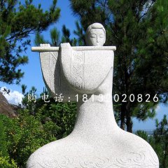 吹笛子雕塑，抽象古代美女雕塑