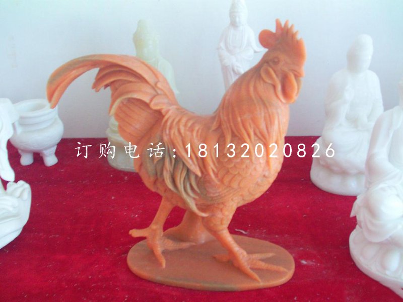 晚霞紅動物石雕，公雞石雕